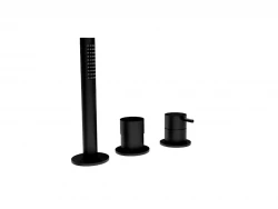 Waterevolution Flow 3-otworowa bateria wannowa do montażu na krawędzi wanny Matowa Czarna T138SBPR