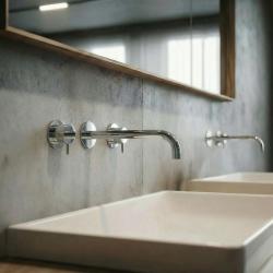 Waterevolution Flow 3-otworowa bateria umywalkowa chromowana z wylewką 21 cm T1163F01-21