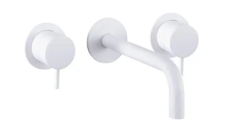 Waterevolution Flow 3-otworowa bateria umywalkowa do montażu podtynkowego, matowa biel, wylewka 21 cm T1163FBR-21