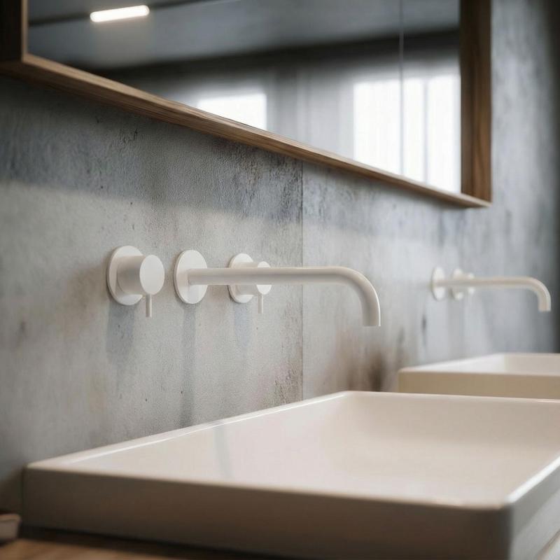 Waterevolution Flow 3-otworowa bateria umywalkowa do montażu podtynkowego, matowa biel, wylewka 21 cm T1163FBR-21