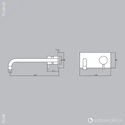 Waterevolution Flow wbudowana bateria umywalkowa z rozetą matowa biała z wylewką 21 cm T1161BBR-21