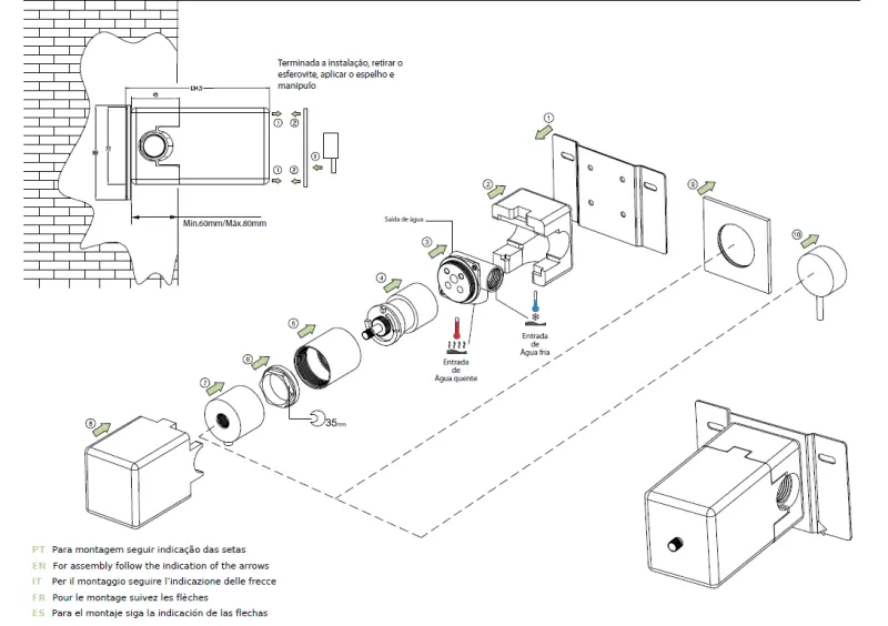 Waterevolution Flow inbouwdouchethermostaat ronde rozet mat wit T142TBBR