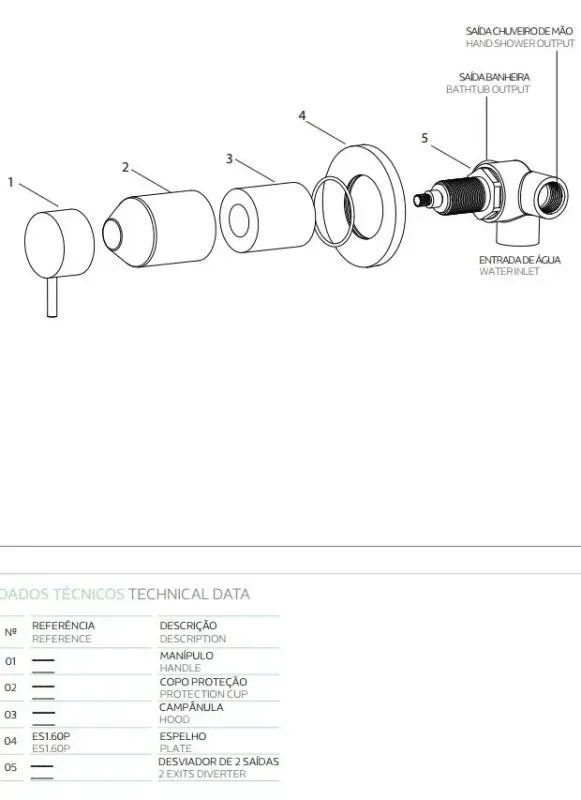 Waterevolution Flow wbudowany 2-drogowy przełącznik z okrągłą rozetą chrom T1482S01