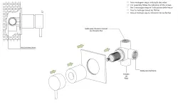 Waterevolution Flow wbudowany 2-drogowy przełącznik z okrągłą rozetą T1482SIE, stal nierdzewna