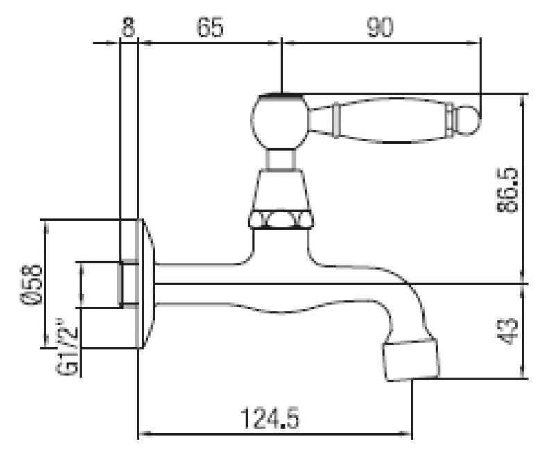 PB klasyczny ścienny kran fontannowy z białą rączką na zimną wodę rvs 1208853532