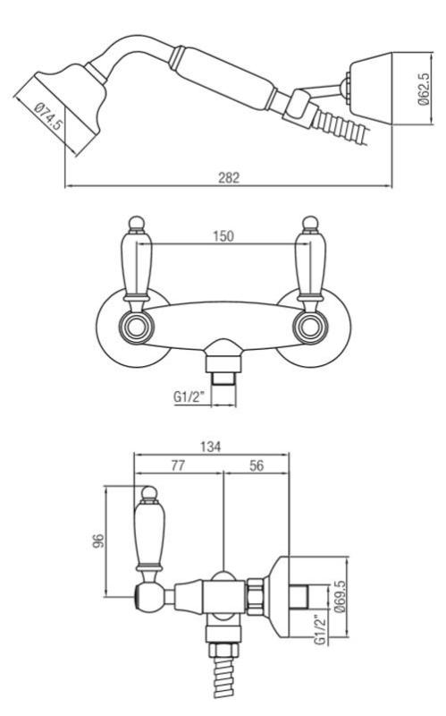 PB klasyczny zestaw prysznicowy montowany na ścianie z białymi uchwytami Brązowy, w tym rączka prysznicowa 1208854482