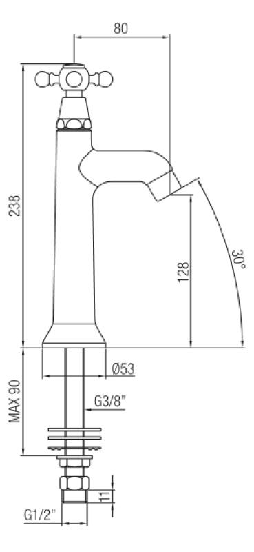 PB klasyczny kran fontannowy z gwiaździstym pokrętłem na zimną wodę, chrom 1208855532