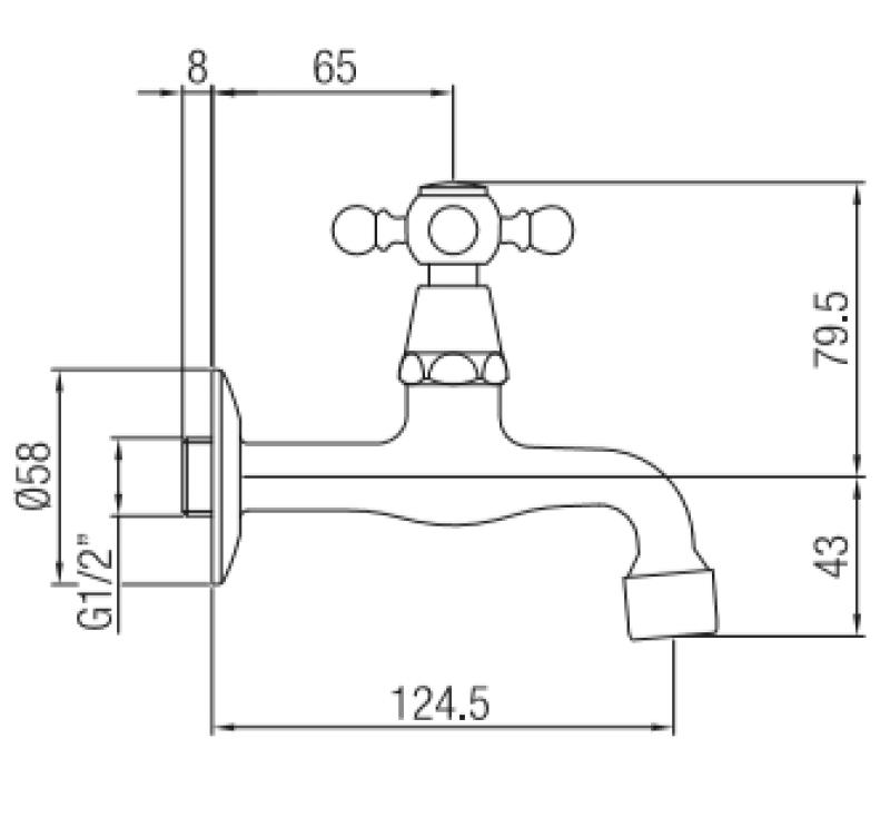 PB klasyczna bateria ścienna z pokrętłem w kształcie gwiazdy na zimną wodę chrom 1208855592