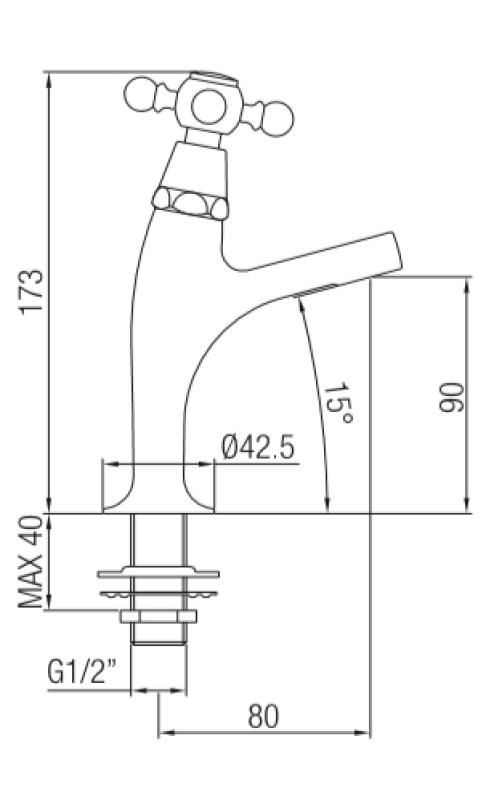 PB klasyczna bateria umywalkowa z gwiaździstą rączką na zimną wodę, mały model, chrom 1208855682