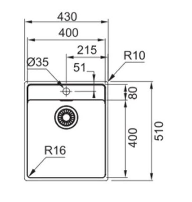 Franke Maris MRX 210.40 TL zlewozmywak ze stali nierdzewnej z półką na baterię 43x51cm do montażu na równi z blatem 1270527793