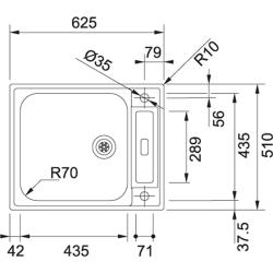 Franke Argos AGX 210 zlewozmywak ze stali nierdzewnej do montażu na równi 625x510 odwracalny 127.0380.400