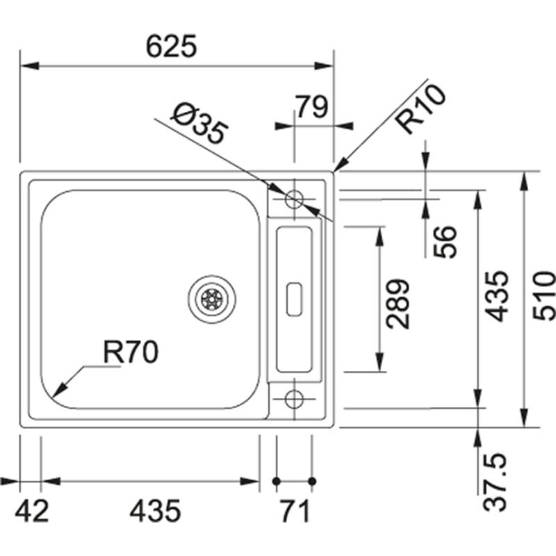 Franke Argos AGX 210 zlewozmywak ze stali nierdzewnej do montażu na równi 625x510 odwracalny 127.0380.400
