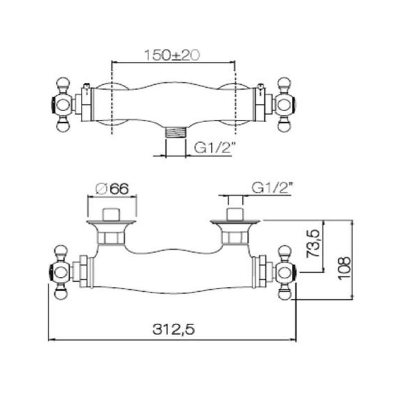 PB klasyczny termostat prysznicowy chrom 1208898972