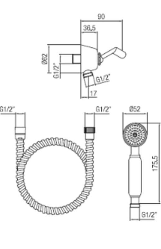 PB klasyczny zestaw prysznicowy ręczny z uchwytem, chrom 1208899052