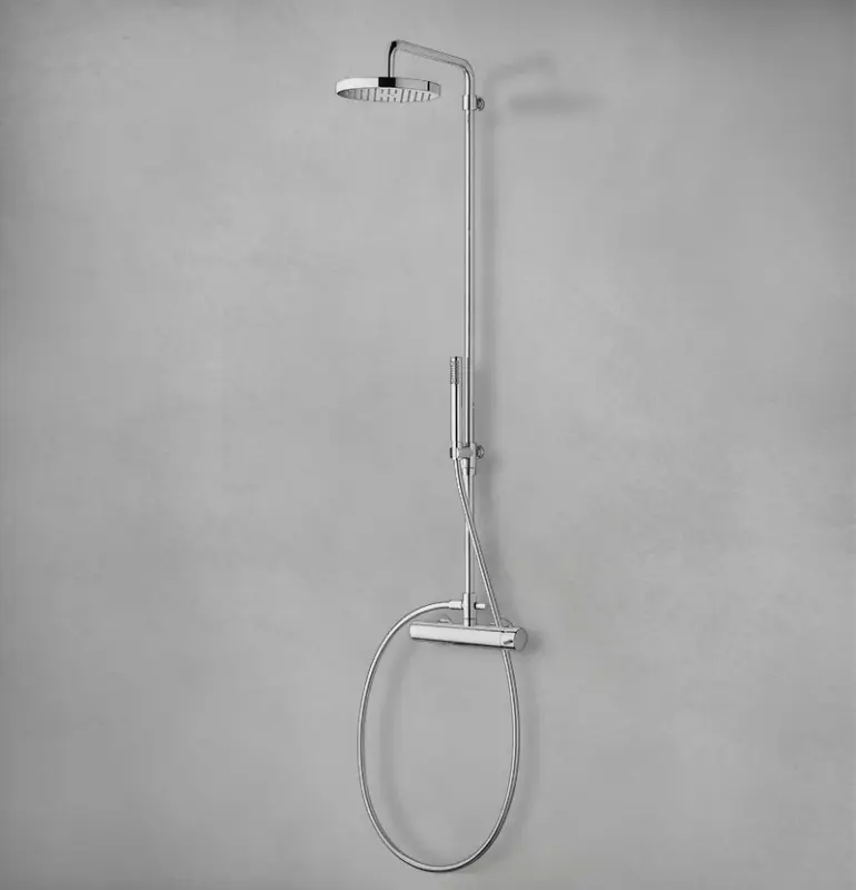 Zestaw prysznicowy Watervolution Flow z termostatem i deską prysznicową Rain Shower, szczotkowany mosiądz T141TBB