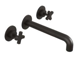 Waterevolution Cruz 3-otworowa bateria umywalkowa podtynkowa matowa czarna z wylewką 19cm 1208916572