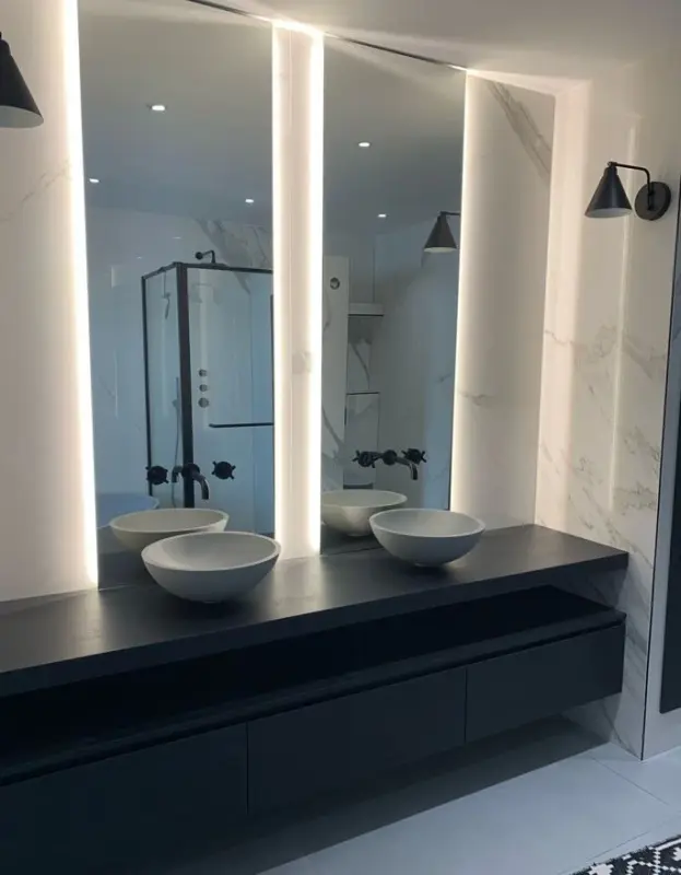 Waterevolution Cruz 3-otworowa bateria umywalkowa podtynkowa, wylewka 15 cm, matowa czerń 1208916582