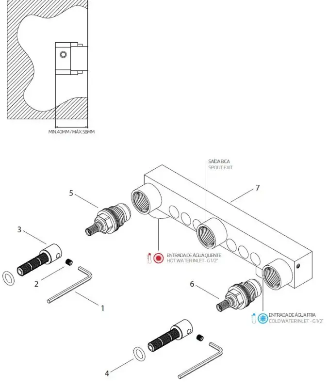 Waterevolution Cruz 3-otworowa bateria umywalkowa podtynkowa, wylewka 15 cm, matowa czerń 1208916582