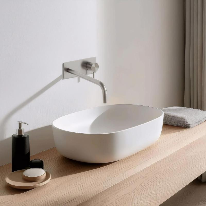 Wodna rewolucja Flow bateria umywalkowa podtynkowa z pokrywą, całkowicie ze stali nierdzewnej, z wylewką 25 cm T1161BIE-25