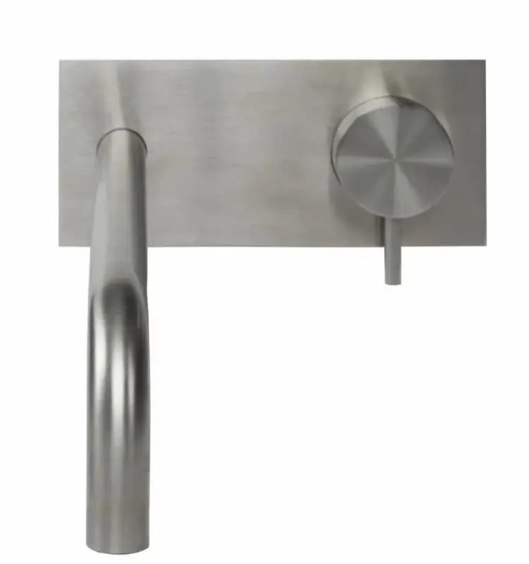 Wodna rewolucja Flow bateria umywalkowa podtynkowa z pokrywą, całkowicie ze stali nierdzewnej, z wylewką 25 cm T1161BIE-25