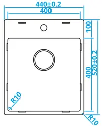 Caressi Basic Line RVS zlewozmywak 40x40 do wpuszczenia w blat z półką na baterię CABLPP40KR10 1208920510