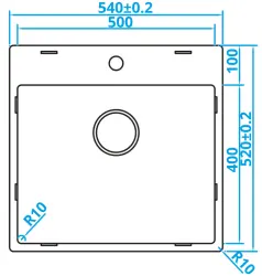 Caressi Basic Line zlewozmywak ze stali nierdzewnej 50x40 do montażu na równi z blatem z półką na baterię CABLPP50KR10 1208920522