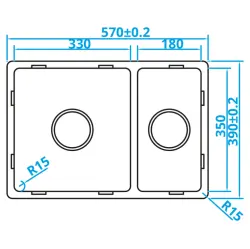 Caressi Basic Line zlewozmywak ze stali nierdzewnej 39x57 do montażu wpuszczanego, podwieszanego lub nakładanego CABL3318R15 1208920571