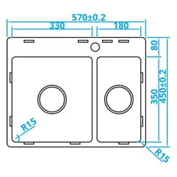Caressi Basic Line zlewozmywak ze stali nierdzewnej 45x57 montaż na równi z blatem lub nakładany CABL3318KR15 1208920572