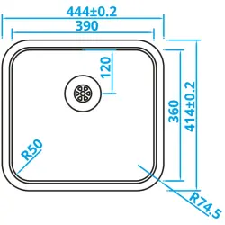 Caressi Basic Line stalowa nierdzewna umywalka 44.4x41.4 montaż płaski, podbudowa, montaż naziemny CABLPP39R50 1208920574
