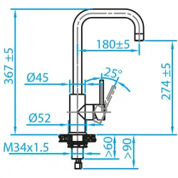 Caressi Basic Line RVS jednouchwytowa bateria kuchenna CABL001I 1208920576
