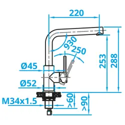 Caressi Basic Line RVS jednouchwytowa bateria kuchenna CABL003I 1208920578