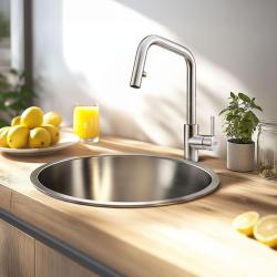 Franke keukenmengkraan Kubus met uittrekbare handdouche roestvrij staal 115.0529.207