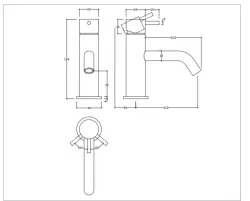 Waterevolution Flow umywalkowa bateria PVD szczotkowane jasne złoto T110WGE