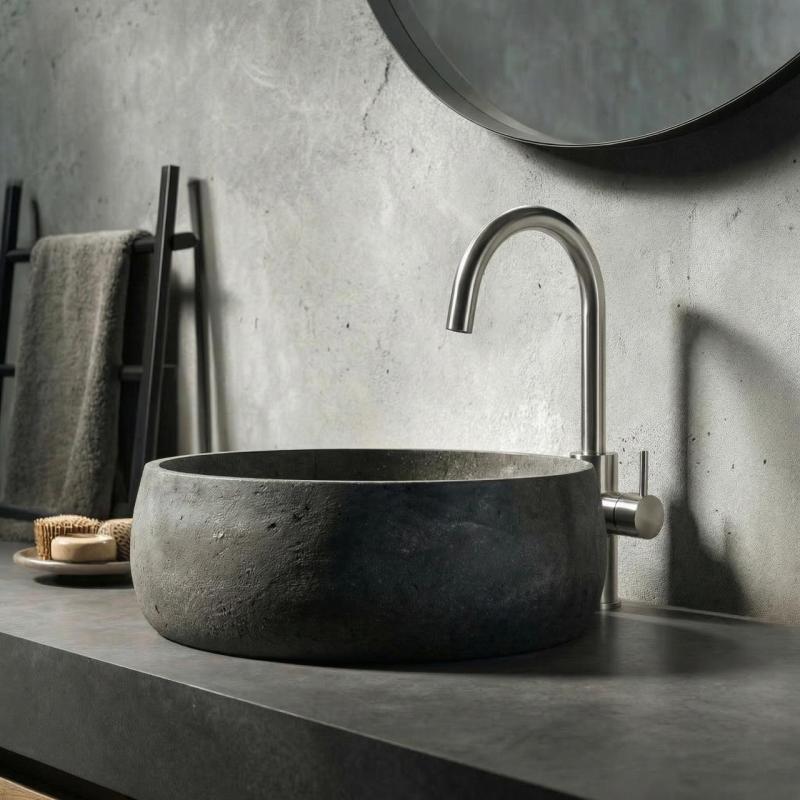 Waterevolution Flow wysoki model baterii umywalkowej ze stali nierdzewnej T1121FUIE