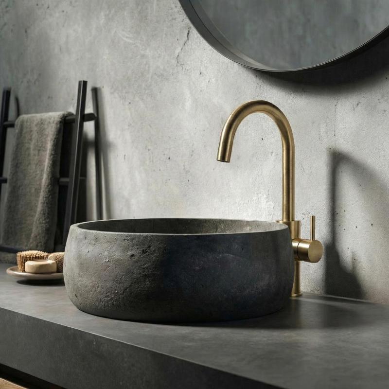 Waterevolution Flow bateria umywalkowa wysoka model szczotkowany mosiądz T1121FULE