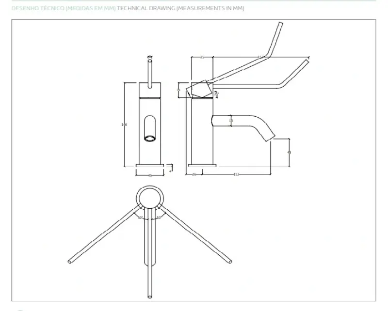 Waterevolution Flow bateria umywalkowa z korkiem click-clack PVD gun metal T111GME