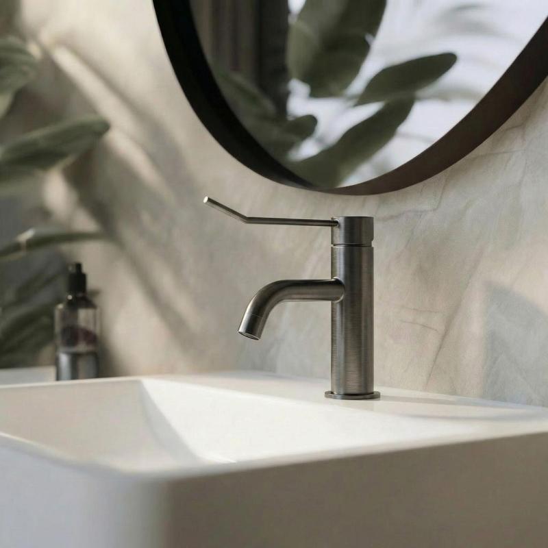 Waterevolution Flow bateria umywalkowa z korkiem click-clack PVD gun metal T111GME