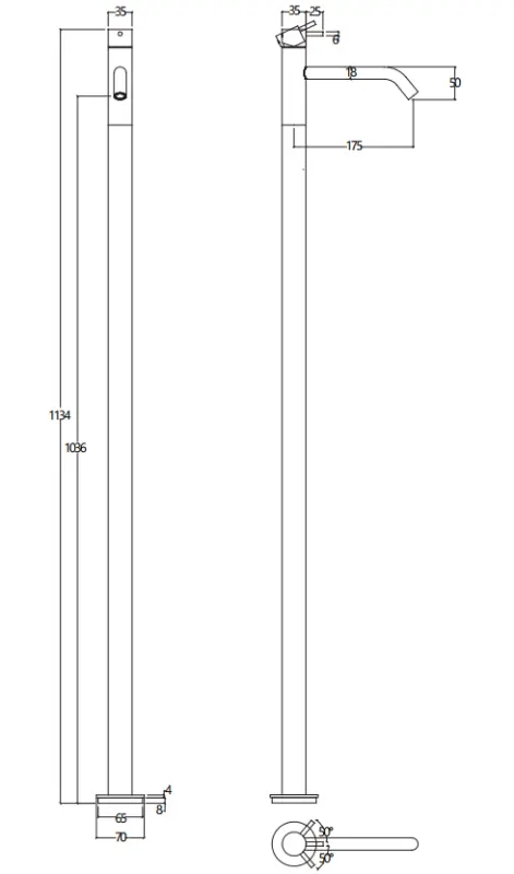 Waterevolution Flow wolnostojąca bateria umywalkowa stal nierdzewna T113IE