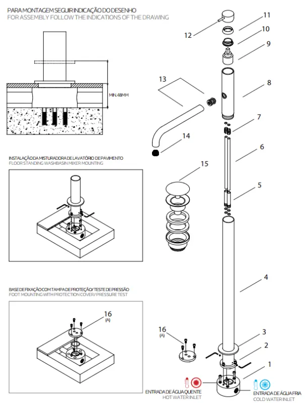 Waterevolution Flow wolnostojąca bateria umywalkowa stal nierdzewna T113IE