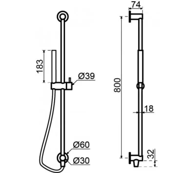 Zestaw prysznicowy Waterevolution Flow z ręczną słuchawką prysznicową 800 mm Gun Metal T1661GME