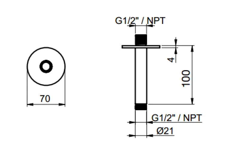 SB Round 316 ramię prysznicowe sufitowe okrągłe 10 cm, w całości ze stali nierdzewnej 1208946696