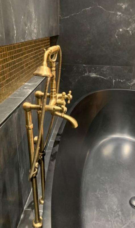 PB Wolnostojąca bateria wannowa nostalgiczna z pokrętłami gwiazdkowymi Brąz 6000