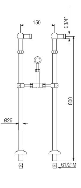 PB Wolnostojąca bateria wannowa nostalgiczna z pokrętłami w kształcie gwiazdek ze stali nierdzewnej 6000