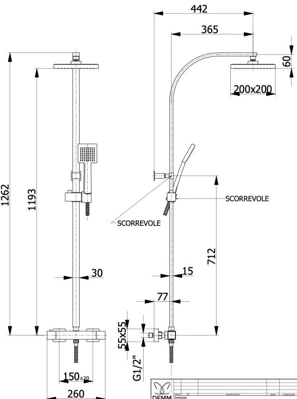 DEMM Shower zestaw prysznicowy z termostatem i deszczownicą chrom 1208946966