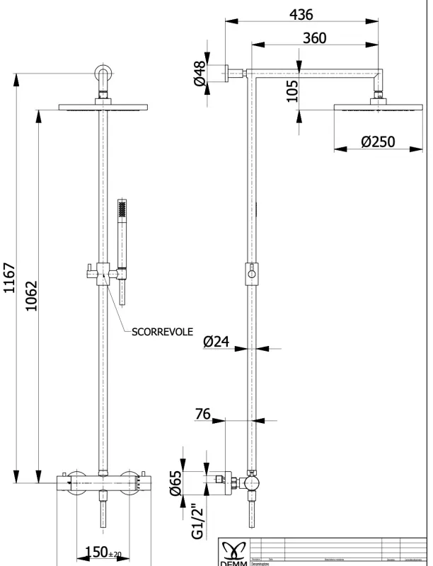 DEMM Shower zestaw prysznicowy z termostatem i deszczownicą chrom 1208946967