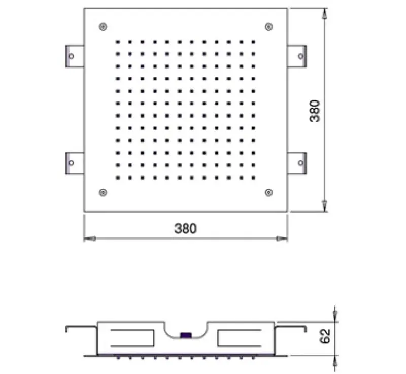 SB Square 316 Wbudowany deszczownica 38x38cm, w całości ze stali nierdzewnej 1208946996