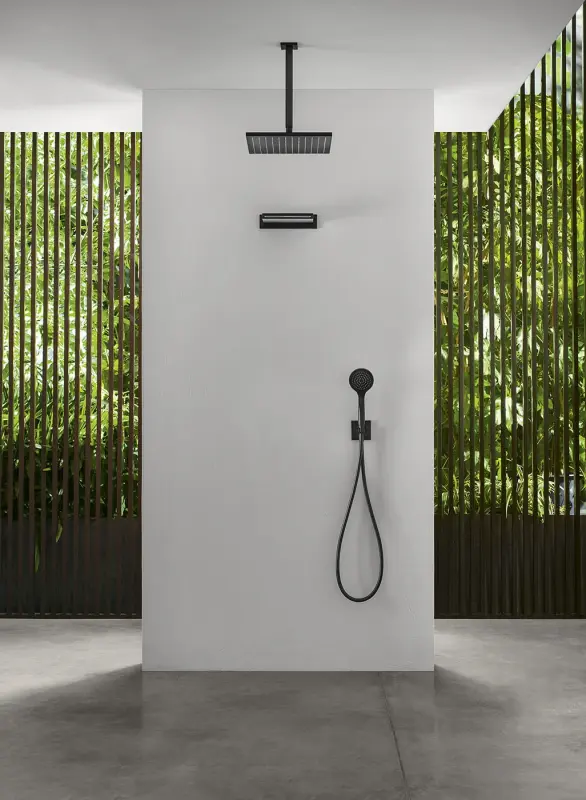 SB Rubinetterie Deszczownica Eco Air oszczędzająca wodę kwadratowa deszczownica matowa czarna 30x30cm 1208947016