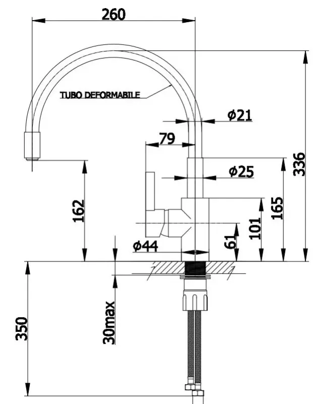 DEMM bateria kuchenna z obrotową wylewką chrom/czarna 1208947023