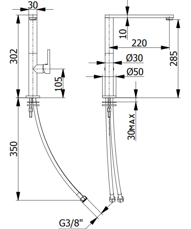 DEMM jednouchwytowa bateria kuchenna z obrotową wylewką chrom 1208947354
