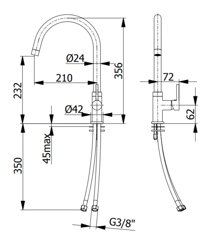 DEMM bateria kuchenna jednouchwytowa z obrotową wylewką chrom 1208947356